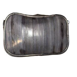 vintage gray eel skin zipper pouch